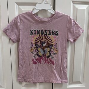 Kids Graphic Tee with Butterfly Design - Pink